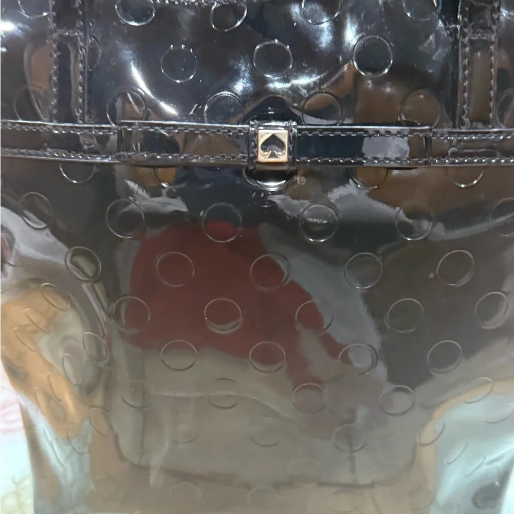 Kate Spade Black Glossy Tote with Embossed Circles
